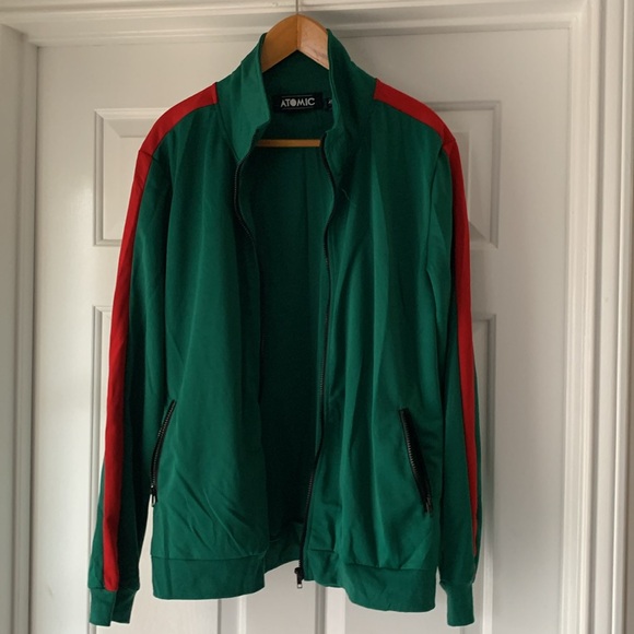 Atomic Green & Red Zip-Up Men’s Jacket - Picture 4 of 15